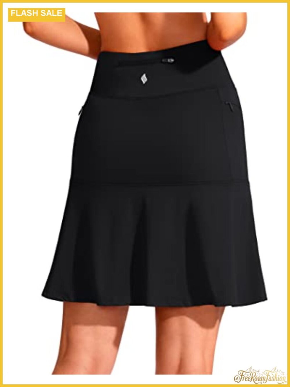 19" Ruffle Golf Skort High Waist Knee Length UPF50+ Tennis Skirt with Pockets